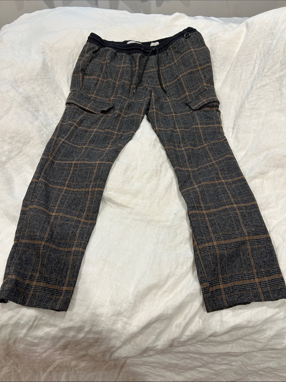 PacSun Gray and Brown Plaid Cargo Pants
